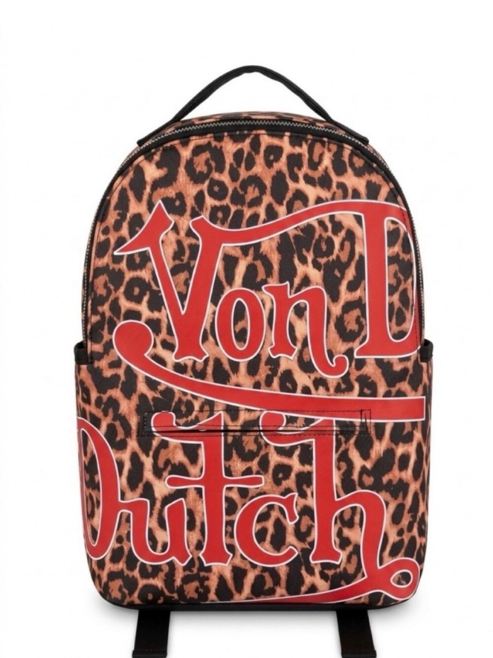 Von Dutch Large Leopard-Print Backpack in Brown, Black and Red Logo NWT